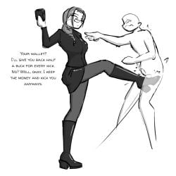 1boy 1girls ballbusting ballbusting_induced_orgasm ballbusting_orgasm celera_prime cumming dominant_female ejactulation female femdom findom kick kicking kicking_balls larger_female male smaller_male stealing stole stolen submissive_male tagme