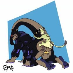 1:1 amphibian anal anal_sex animated balls balls_cuff belt_accessory felid feline feline_ears fungimagi fur gay gay_anal gay_sex green_body green_fur jademint loop male mammal penetration purpura_(jademint) raised_tail salamander serval short_playtime size_difference small_dom_big_sub tail testicles yaoi