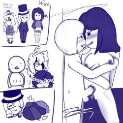 :3 :3q adults after_sex after_vaginal before before_and_after before_sex big_breasts blu_(bluliverse) blue_stars blush blush_lines bow bowtie charles_(bluliverse) covering_eyes cum cum_in_pussy cum_on_penis cute_face dark_hair embarrassed eye_contact eyebrows_visible_through_hair face_on_table fancy_clothing female female/male fluffy_hair flustered french_kiss french_kissing grabbing_breast hands_behind_head head_down headband heart hoodie hourglass_figured_female iris_(bluliverse) leg_warmers long_hair making_out male mary_janes mono_color monocle nipples no_neck oc ocs one_color original_character original_characters oversized_clothes oversized_hoodie paws penile_penetration penis penis_in_pussy piperpeepickle plaid_jacket poopystickyppickle627 pspp psppickle627 pussy remake robot robyn_(bluliverse) shaved_armpit shaved_balls shaved_pussy shimaoseco_(bluliverse) shocked short_hair shorter_male signature_artist_name skinny_male skirt slick_hair spit_trail sunglasses sweat taller_female thick_legs thick_penis thick_thighs thigh_highs thighhighs top_hat traumatized tsundere tuxedo walk-in walked_in_on white_hair