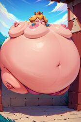 ai_generated huge_breasts inflation nipple_covers princess_peach spherical_inflation