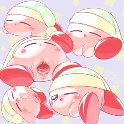 1girls anus blue_eyes blush cloaca closed_eyes cotora_omiduki cute cute_face female female_only kirby kirby_(series) open_mouth pussy red_feet sleeping solo vagina