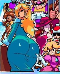 4girls alternate_version_available ass ass_in_dress background_character background_characters bare_shoulders big_ass big_butt black_eyes blonde_hair breasts bubble_ass bubble_butt clothed clothed_female covered_eye crown curvaceous curvy curvy_female curvy_figure damonfive0 dress fat_ass female_focus hair_covering_eye hair_over_one_eye hi_res high_resolution highres huge_ass huge_butt large_ass light-skinned_female light_skin long_hair mario_(series) mario_kart mario_kart_world mature mature_female milf multiple_girls nintendo pauline pauline_(mario) pointing pointing_at_another pointing_at_ass presenting presenting_another presenting_hindquarters princess princess_daisy princess_peach princess_rosalina royalty sideboob tagme thick_ass voluptuous voluptuous_female