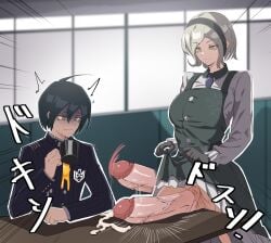 1boy 1futa apron ass big_ass big_breasts big_penis breasts cock danganronpa danganronpa_v3 dick dress_lift enormous_cock enormous_penis exposed_penis exposing_self fat_cock fidget4827 futa futa_cock futa_is_bigger futa_on_male futanari gigantic_penis gloves grey_hair headband huge_cock hung hung_futa imminent_anal imminent_anal_penetration imminent_anal_sex imminent_fellatio imminent_futa_on_male imminent_oral imminent_sex intersex japanese_text long_penis lust lustful_gaze lusting maid maid_apron maid_uniform male penis penis_on_table pent_up precum presenting presenting_penis rare saihara_shuuichi short_hair text thick thick_ass thick_thighs thighs throbbing_penis tie toujou_kirumi veins veiny veiny_penis very_fat_cock voluptuous voluptuous_futa wide_hips