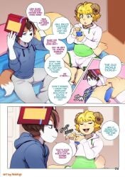 2boys 2femboys 2males bed bedroom blonde_hair brown_hair dyed_hair femboy femboy_fox flirting fox fox_boy fox_male horns in_bed in_bedroom keiran_tracey keiran_tracey_(character) male males males_only milo_stefferson milo_stefferson_(character) ram ram_horns sheep sheep_boy tokifuji twink twinks