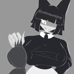 big_breasts black_hair bra breasts fundamental_paper_education lekimbernsfw miss_bloomie_(fundamental_paper_education) sketch solo_female tagme