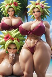1girls 3d ai_generated big_breasts bikini blowjob breasts dragon_ball dragon_ball_super dragon_ball_z female kefla muscular muscular_female thick_thighs