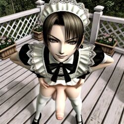 1futa 3d ai_generated futa_only futanari intersex light-skinned_futa light_skin maid penis penis_out solo