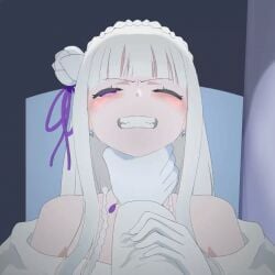 anime_style breasts emilia_(re:zero) masochism masochist netorare re:zero_kara_hajimeru_isekai_seikatsu regulus_corneas wedding_dress