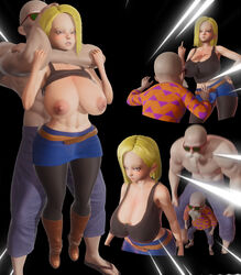 1girls 3d android_18 blonde_hair blue_eyes boots cameltoe cleavage comod curvy dragon_ball erect_nipples female huge_areolae huge_ass huge_breasts master_roshi puffy_nipples short_hair thick_lips voluptuous wide_hips