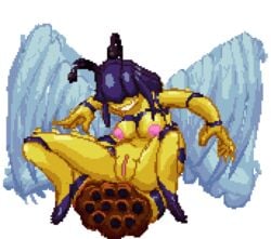 animated antlers bee black_hair flying functionally_nude functionally_nude_female legs_apart queen_bee_(terraria) spread_legs tagme terraria wings yellow_skin