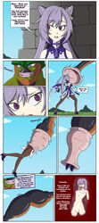 breasts bulge cell_(dragon_ball) clothing comic crossover dragon_ball dragon_ball_z embarrassed flesh_tunnel fleshy_tentacle forced genshin_impact grunting huge_tail keqing_(genshin_impact) kicking legs_up moaning nipple_bulge nipples nude nude_female pantyhose predator/prey prey purple_hair pussy scared shiny_skin smile smiling struggling struggling_prey sucking tail tail_bulge tail_vore text text_box text_bubble trapped upset vore yugerov