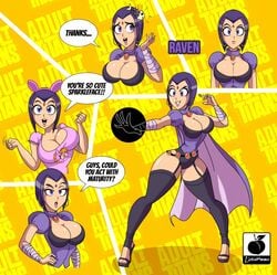 1girls artist_name breasts busty cambion clothing dc dc_comics demon demon_girl female female_focus female_only forehead_jewel full_body grey_skin half_demon high_heels hourglass_figure huge_breasts human humanoid linkartoon looking_at_viewer lower_body open_toe_shoes purple_hair rachel_roth raven_(dc) shirt solo superhero superheroine teen_titans teen_titans_go thick_legs thick_thighs thighs upper_body watermark wide_hips