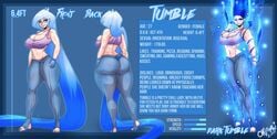 1girls 2019 ass ass_cleavage blue_hair breasts butt_crack clothed clothing digital_media_(artwork) female female_only hair hi_res human long_hair oc okioppai original_character reference_sheet solo tumble_(okioppai) ultra_instinct wide_hips