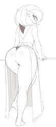 1girls anthro ass back back_view big_ass clothed clothing female female_gardevoir female_only gardevoir huge_ass huwon looking_at_viewer looking_back monochrome nintendo panties pokémon_(species) pokemon pokemon_(species) pokemon_rse solo standing thong