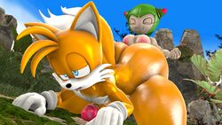 1boy 1futa big_ass big_butt blueapple closed_eyes cosmo_the_seedrian from_behind_position futa_on_male futanari looking_pleasured sonic_(series) tails thick_thighs