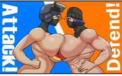 2girls abs behemaid big_breasts bikini breast_press breasts catfight character_request female female_focus female_only fit fit_female hand_on_hip hand_on_own_hip huge_breasts iq_(rainbow_six) large_breasts lightning_stare masked massive_breasts multiple_girls rainbow_six rainbow_six_siege rivals side_view sideboob staredown string_bikini tom_clancy toned toned_female