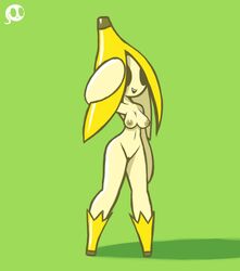 2017 anthro banana bay_(screwroot) breasts female female_focus female_only flora_fauna fruit hand_on_hat hand_on_head naked naked_footwear navel nipples nude nude_female oc original_character plant pussy screwroot smile standing