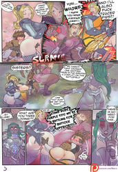 4girls anus asera ass big_ass blonde_hair breasts brown_hair comic cunnilingus face_in_ass fingering green_hair heroes_of_the_storm multiple_girls nova_(starcraft) overwatch page_3 purple_skin pussy rimming sarah_kerrigan sex starcraft text tracer tyrande_whisperwind warcraft world_of_warcraft yuri