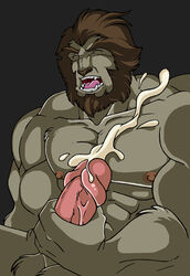 cum final_fantasy final_fantasy_xi galka huge_muscles male male_only masturbation nude penis solo tagme