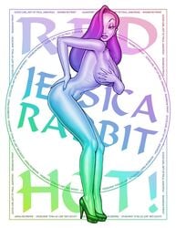 covering covering_breasts disney female female_only high_heels human jessica_rabbit long_hair monochrome naked paul_jaworski shoes_only solo who_framed_roger_rabbit