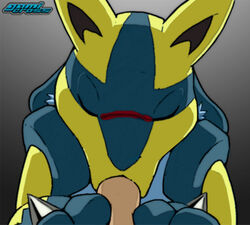 color darknek0gami fellatio fur insertion lucario male male/ambiguous nintendo oral penis pokemon pokemon_(species) unknown_gender yellow_fur