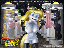 2009 animaniacs anthro anthro_only areola balls blonde_hair blue_eyes breasts busty cleavage clones clothed dickgirl doug_winger erect_nipples erection female full-package_futanari fur furry futanari hermione_hermine hyper hyper_balls hyper_breasts hyper_penis intersex mad_scientist minerva_mink mink multiple_girls nipple_bulge nipples penis voluptuous what