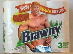 1boy bara brawny edit facial_hair human male male_only mascot muscle partially_clothed penis shirtless solo tagme testicles