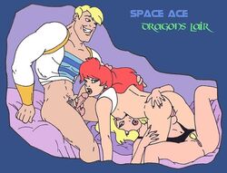 2girls ace ace_(space_ace) bisexual crossover dexter dexter_(space_ace) dragon's_lair female karstens kimberly multiple_girls princess_daphne space_ace threesome yuri