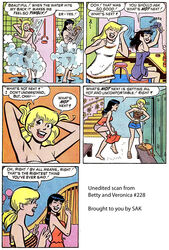 2girls archie_comics betty_and_veronica betty_cooper black_hair blonde_hair dan_decarlo multiple_girls sak shower veronica_lodge