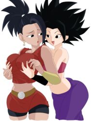 2girls alien_human alien_look_like_human breast_grab breasts caisama caulifla dragon_ball dragon_ball_super extraterrestrial extraterrestrial_human female female_only groping huge_breasts kale multiple_girls shounen_jump young_woman yuri