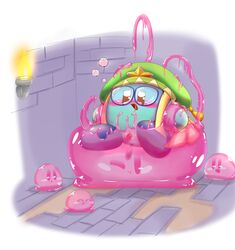 anal anal_sex anus blue_body blue_feet blue_skin blush cute cute_face feet female kirby_(series) kirby_blue nintendo no_humans open_mouth pussy rule_63 slime slime_monster vagina vaginal_penetration vaginal_sex waioi