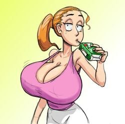 boob_window clothed female female_only first-second huge_breasts juice l no_bra orange_hair revealing_clothes rick_and_morty sideboob summer_smith teasing