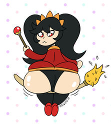 1girls accidental_exposure aged_up alternate_ass_size annoyed anthropomorphism ashley_(warioware) ass ass_expansion ass_focus ass_squeeze big_ass black_hair black_panties broom colored_pupils drawsputin dress fingerless huge_ass large_ass light-skinned_female light_skin long_sleeves looking_back mario_(series) nintendo no_irises panties red_dress red_eyes sweat thick_thighs thighhighs thighs tight_clothing tight_skirt twintails upskirt wand warioware