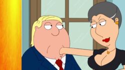 1boy 1boy1girl 1girls barbara_pewterschmidt chris_griffin cleavage diklonius dress edit family_guy female hand_in_mouth huge_breasts male mature_female milf