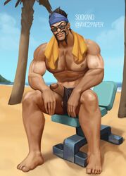 1boy bara beach draven gay league_of_legends league_of_legends:_wild_rift male_only penis pool_party pool_party_draven sooxand uncensored yaoi