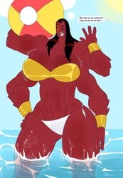 1girls 2021 4_arms abs alien alien_girl beach beach_ball ben_10 big_ass big_breasts bikini black_hair breasts cartoon_network cute denizen1414 female humanoid multi_arm multi_eye multi_limb muscular muscular_female ocean red_skin sea tetramand thick_thighs tini tini_(ben_10) water wink winking winking_at_viewer