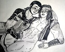 2boys 2d clothed clothing gay handjob kung_lao liu_kang mortal_kombat mortal_kombat_11 pants_down yaoi