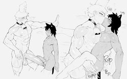 2boys anal_sex bara bulge cat_boy cat_ears cat_tail catboy cheesecrumbles choker cock_shock cowbell cute_male dark-skinned_femboy dark-skinned_male dark_skin erect_nipples erection femboy gay huge_cock hyper_penis interspecies kissing light-skinned_male magic male male_only miter monochrome naked_stockings penis_awe penis_size_difference priest size_comparison size_difference stomach_bulge suspended_congress tagme thighhighs transformation twink yaoi