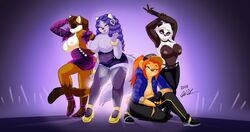 4girls alternate_version_available amber_eyes anthro areola areolae big_breasts breasts chubby cleavage cosplay feline female jonathan_ponikvar k/da_series league_of_legends multiple_girls nipples opra peter_and_company peter_and_whitney whitney_ponikvar wide_hips