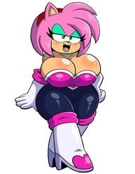 amy_rose amy_the_bat bimbo brainwashing female green_eyeshadow green_lipstick prinnydood rouge_the_bat_(cosplay) shortstack sonic_(series)