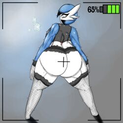 1girls backside bloodtail buff eyeshadow female female_gardevoir female_only furry gardevoir grey grey_background hips huge_hips large_ass large_breasts latex nintendo pokémon_(species) pokemon pokemon_(species) pokemon_rse shiny_pokemon solo standing thick_thighs