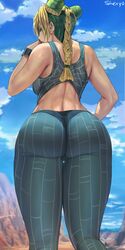 1girls ass backboob big_ass big_breasts breasts favorite female female_focus female_only female_protagonist high_resolution highres jojo's_bizarre_adventure jolyne_kujo long_hair looking_at_viewer looking_pleasured outdoors shexyo solo solo_female solo_focus standing stone_ocean tagme thick_thighs toned toned_female