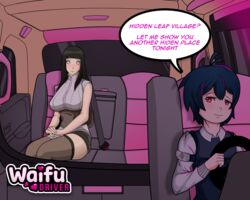 1boy 1girls belmont car fake_taxi hyuuga_hinata milf naruto