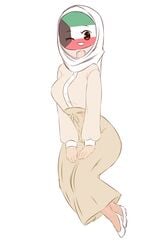 1girls big_breasts breasts clothed clothing countryhumans countryhumans_girl feet female female_only flawsy fully_clothed hijab hips humanoid kuwait_(countryhumans) large_breasts skirt solo solo_female thick thick_thighs thighs wide_hips wink