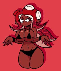 agent_8_(splatoon) big_breasts bikini breasts dark-skinned_female dark_skin digital_media_(artwork) eight_(jaktroose) female female_focus female_only huge_breasts jaktroose octoling octoling_girl panties small_bikini small_bra solo_female splatoon thick_thighs thighs