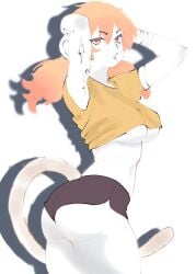 1girls 2d armpits artist_request ass bare_arms bare_ass bare_back bare_chest bare_legs bare_midriff bare_shoulders bare_skin bare_thighs big_ass big_breasts blonde_hair breasts collarbone female hands_behind_head kokonuts monkey_ears monkey_girl monkey_tail orange_eyes pink_eyes pink_highlights prosthetic_arm scar_across_eye shadow tagme twitch virtual_youtuber vtuber
