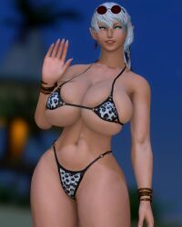 1girls abs athletic athletic_female bikini female final_fantasy final_fantasy_xiv huge_breasts micro_bikini tagme