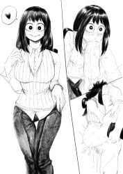 amano44 blowjob izuku_midoriya my_hero_academia pubic_hair stand_and_carry_position tagme tsuyu_asui vaginal_penetration