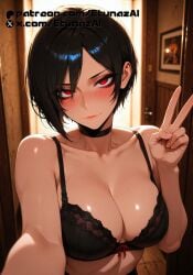 ada_wong ai_generated black_hair bra breasts etunazai female red_eyes short_hair