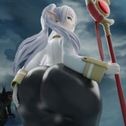 1girls 3d elf frieren huge_ass sousou_no_frieren tagme white_hair